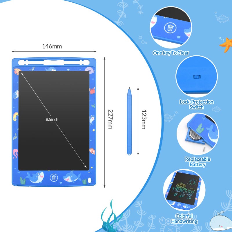 Mafiti LCD Writing Tablet 8.5 Inch Electronic Writing Drawing Pads Portable Doodle Board Gifts for Kids Office Memo Home Whiteboard Blue - Image 4